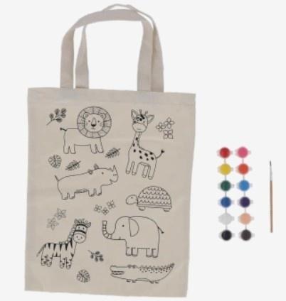 Torba płócienna do kolorowania z farbami - dżungla