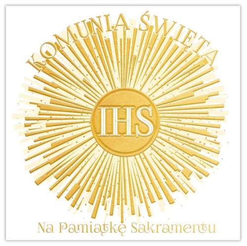 Karnet A5 Komunia Złoty gołąb