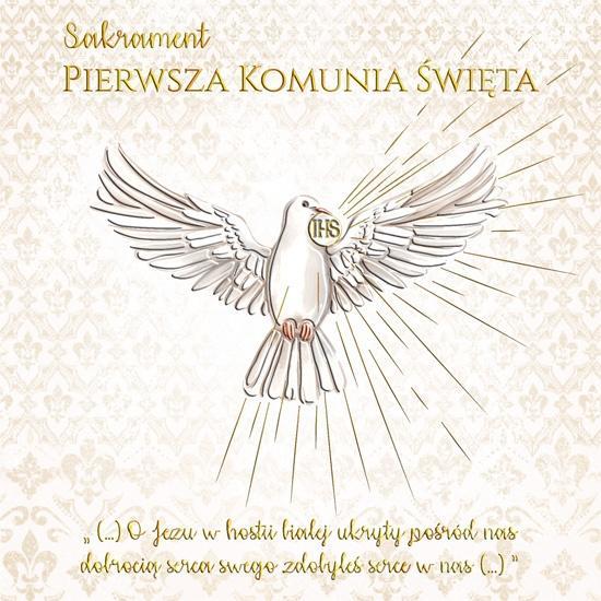 Karnet A5 Komunia Złoty gołąb