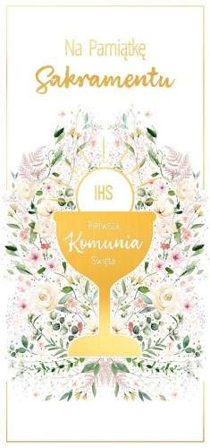 Pudełko DL pamiątkowe Komunia Kielich w kwiatach