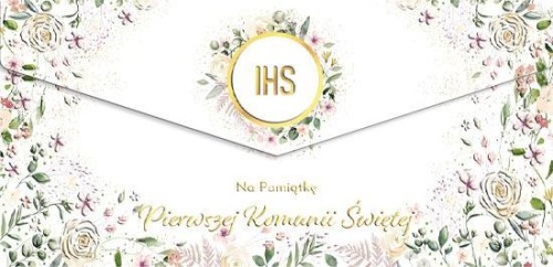 Koperta Komunia Opłatek w kwiatach