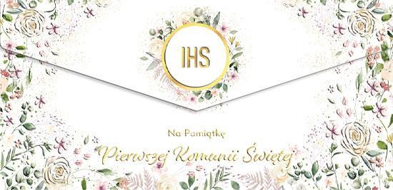 Koperta Komunia Opłatek w kwiatach