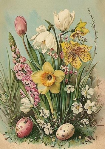 Karnet ST509 B6 + koperta Wielkanoc kwiaty