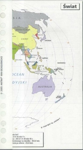 Wkład do organizera A5 mapa świata ANTRA, Antra