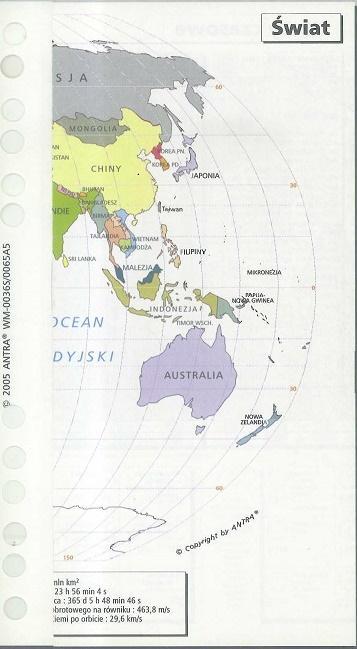 Wkład do organizera A5 mapa świata ANTRA, Antra