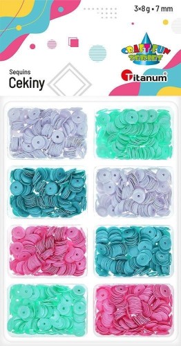 Cekiny 6mm okrągłe 4 kolorów 8x3g, Titanum