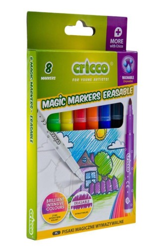Pisaki wymazywalne 7+1 kolorów CRICCO, Cricco