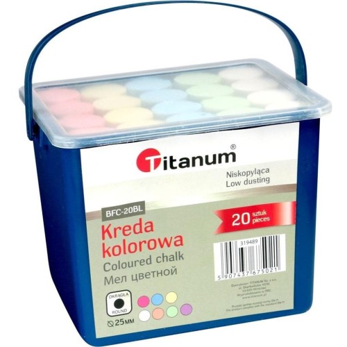 Kreda chodnikowa 5 kolorów 20 sztuk, Titanum