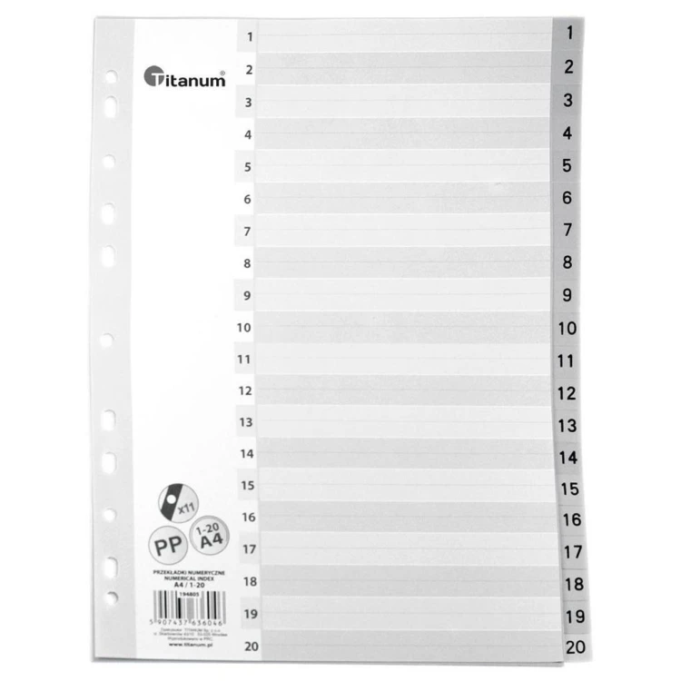 Przekładki A4 1-20, Titanum