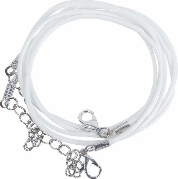 Sznurek do naszyjników z zapięciem biały 2szt