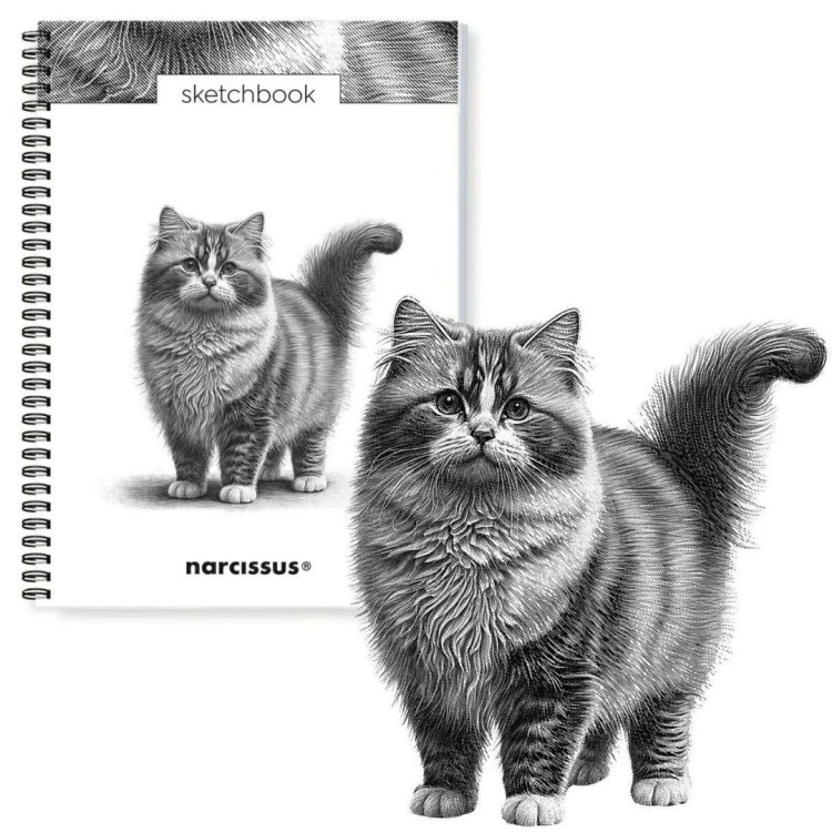 Szkicownik A4/50K na spirali - Kot, Narcissus