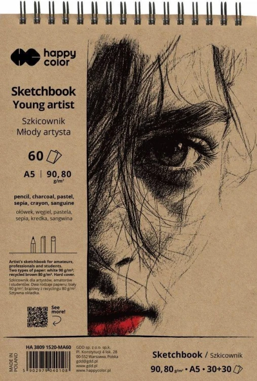 Szkicownik A5/60K Młody Artysta HAPPY COLOR, GDD