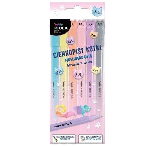 Cienkopisy Kotki 6 kolorów KIDEA, DERFORM