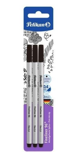 Cienkopis Fineliner 96 0,4mm czarny 3szt, PELIKAN