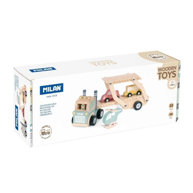 Zabawka drewniana Koła w drodze 4 pojazdy MILAN