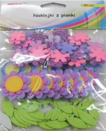Naklejki z pianki kwiatki 85szt, Brewis