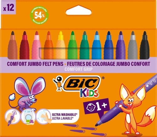 Flamastry Kids Comford Jumbo 12 kolorów BIC, BIC
