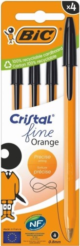 Długopis Orange Fine Cristal 4szt czarny BIC, BIC