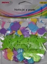 Naklejki z pianki kwiaty z brokatem 92szt, Brewis