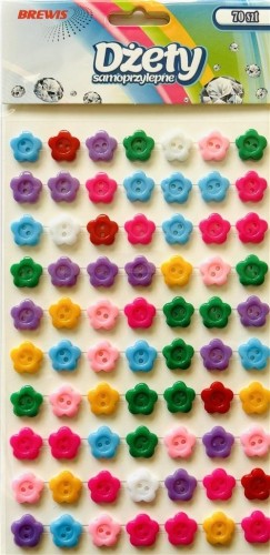 Dżety samoprzylepne kwiatki 70szt, Brewis