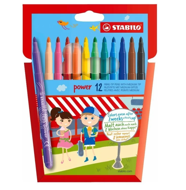 Flamastry Power 12 kolorów etui STABILO, Stabilo