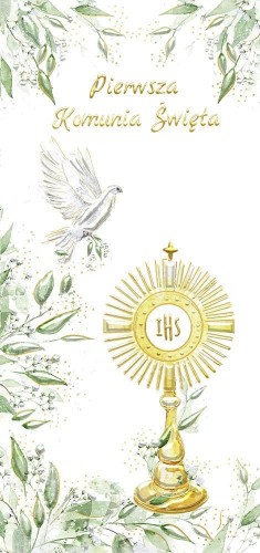 Pudełko DL pamiątkowe Komunia Gołąb z hostią