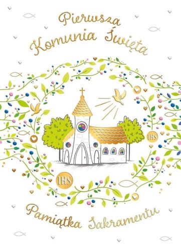 Pudełko B6 pamiątkowe Komunia Złoty kościół