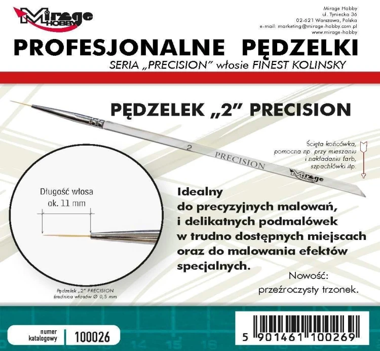 Pędzelek Precision Kolinsky 2, Mirage Hobby