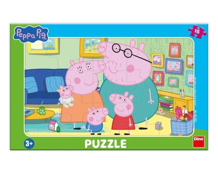Puzzle ramkowe Świnka Peppa Rodzina 15el