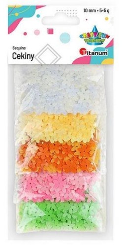 Cekiny 10mm gładkie kwiaty 5 kolorów, Titanum