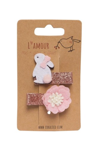 Klipsy królik i kwiatek, Coralico