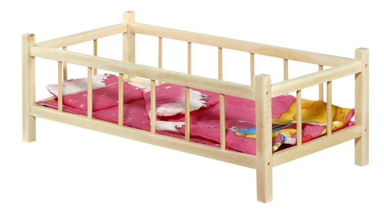 Łóżeczko duże dla lalek z pościelą, Baczek