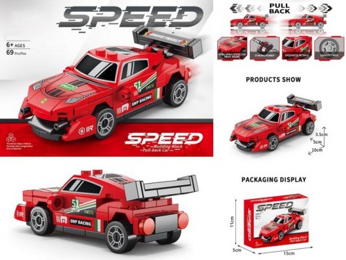 Klocki samochód pull back 69el, Madej