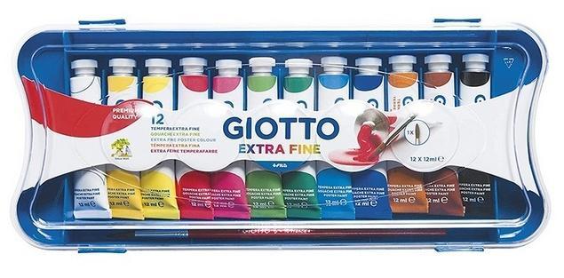 Farby plakatowe w tubkach 12 kolorów GIOTTO