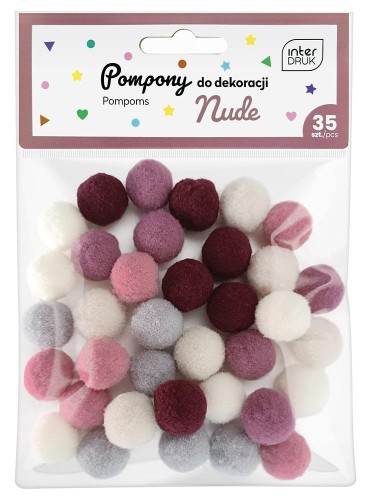 Pompony do dekoracji 35 sztuk Nude, INTERDRUK