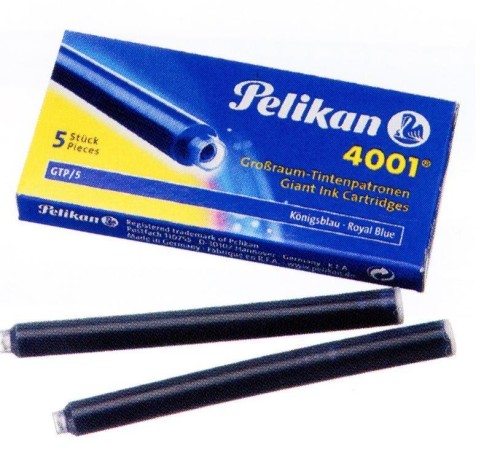 Naboje atramentowe długie 5szt niebieskie, PELIKAN