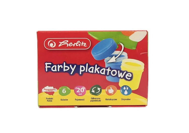 Farby plakatowe szkolne 6 kolorów x 20ml, HERLITZ