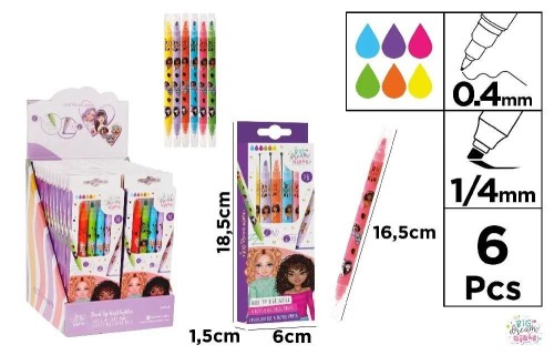 Zakreślacz BDGirls dwustronny 0.4mm 6 kolorów