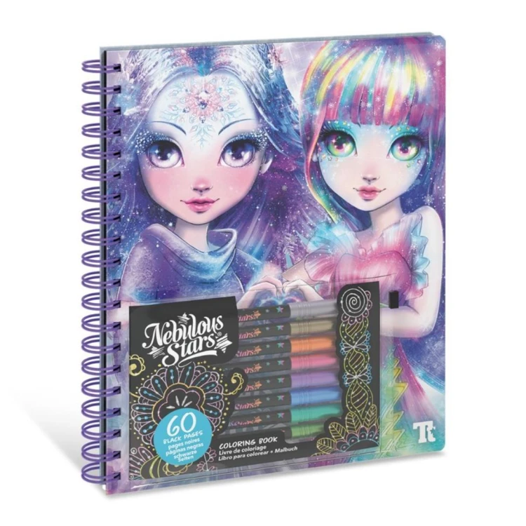 Kolorowanki z czarnymi kartkami i pisakami Isadora