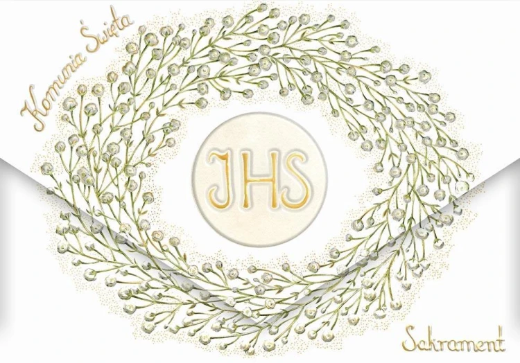 Karnet A5 koperta Komunia Gipsówka