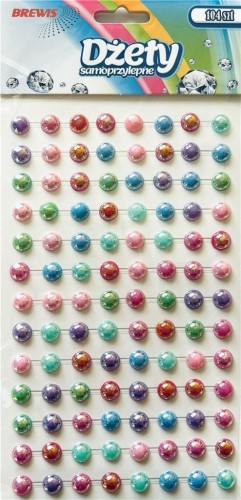 Dżety samoprzylepne perłowe 104szt, Brewis