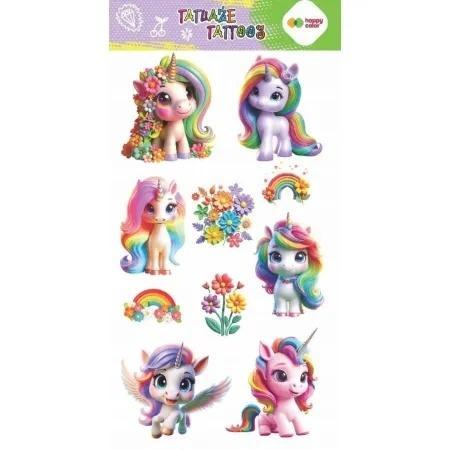 Tatuaże zmywalne Flower Unicorns HAPPY COLOR, M&G