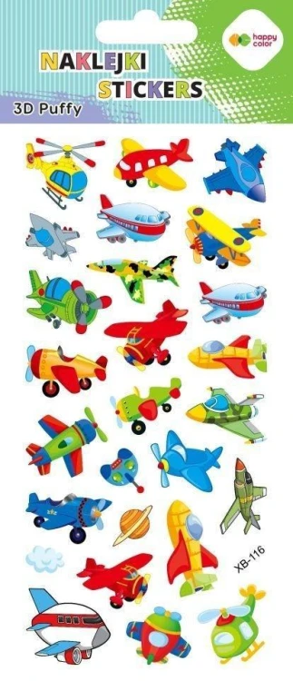 Naklejki 3D Puffy Funny Aircraft HAPPY COLOR, GDD