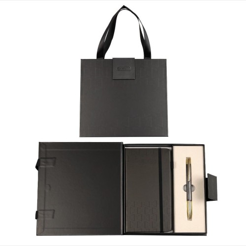 Długopis + notes Elegant premium grafitowo-złoty