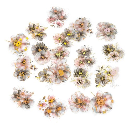 Naklejki PET kwiaty gray powder 20szt, Dalprint