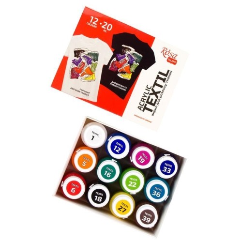 Farby do tkanin Style 20ml 12 kolorów, Rosa