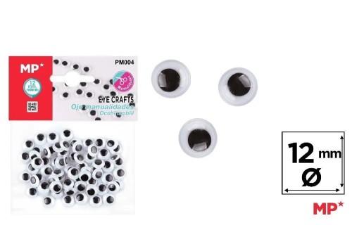 Oczy ruchome samoprzylepne 12mm, MP Main Paper