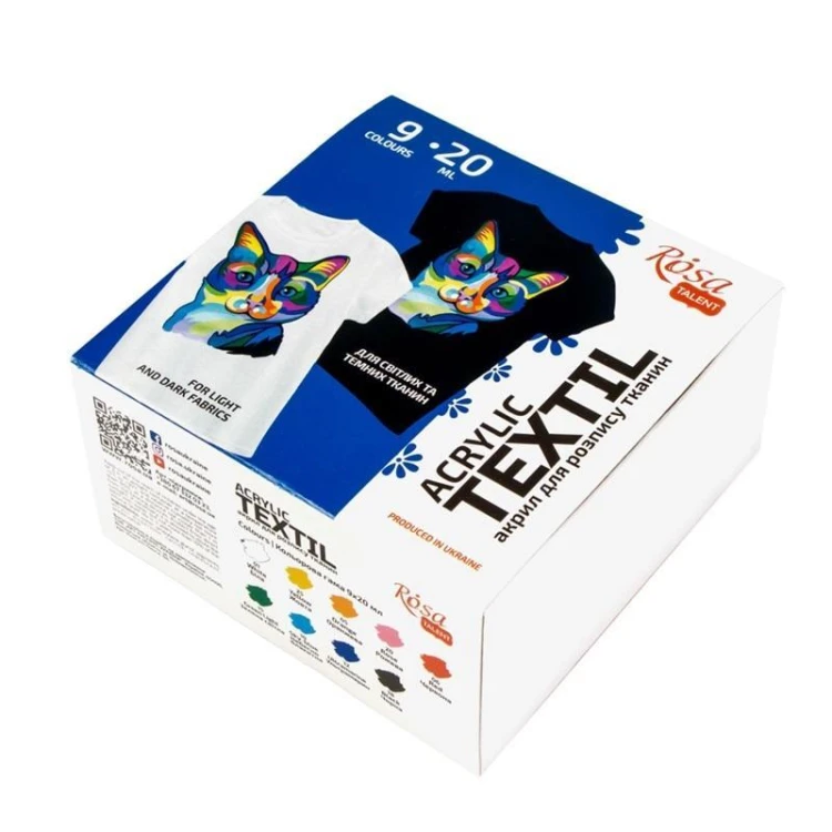 Farby do tkanin 20ml 9 kolorów, Rosa