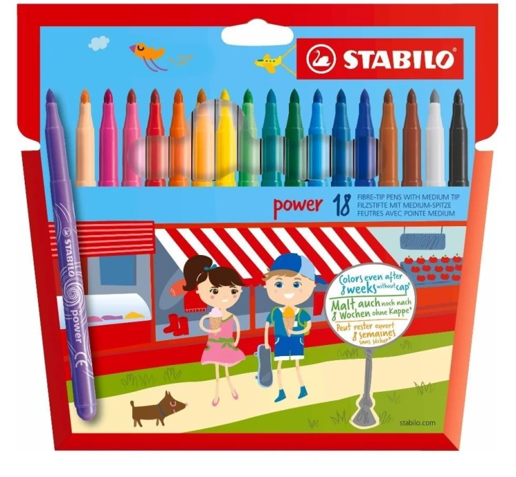 Flamastry Power 18 kolorów etui STABILO, Stabilo