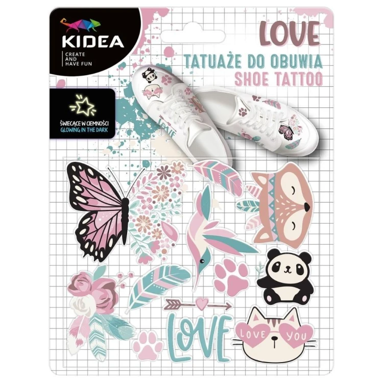 Tatuaże do obuwia świecące w ciemności Love KIDEA